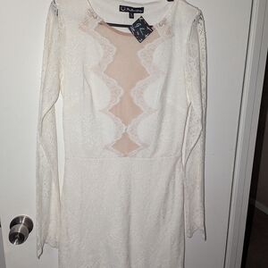 For Love And Lemons Cream Lace Long Sleeve Dress